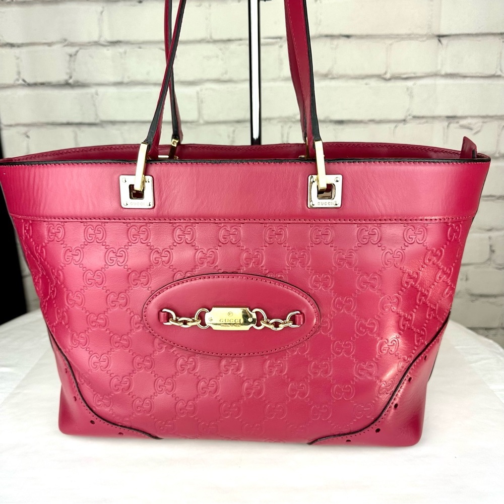 GUCCI pink magenta guccissima leather shoulder bag - Picture 3 of 16